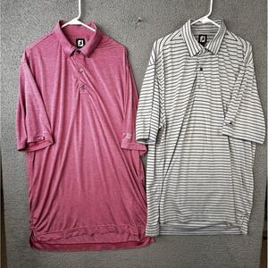 FootJoy Lot Of 2 Mens Performance Golf Polo Shirts XL Stiped Logos